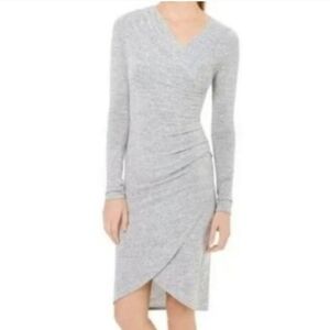ARITZIA WILFRED FREE Klum Wrap Dress Asymmetrical Gray Heather Size S